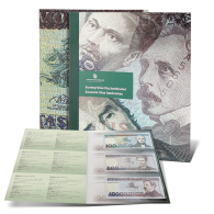 Numizmatinių litų banknotų rinkinys (po vieną 1991 m. laidos 500 Lt ir 1 000 Lt bei 1994 m. laidos 100 Lt banknotą, nepaskelbtą mokėjimo ir atsiskaitymo priemone bei neišleistą į apyvartą)